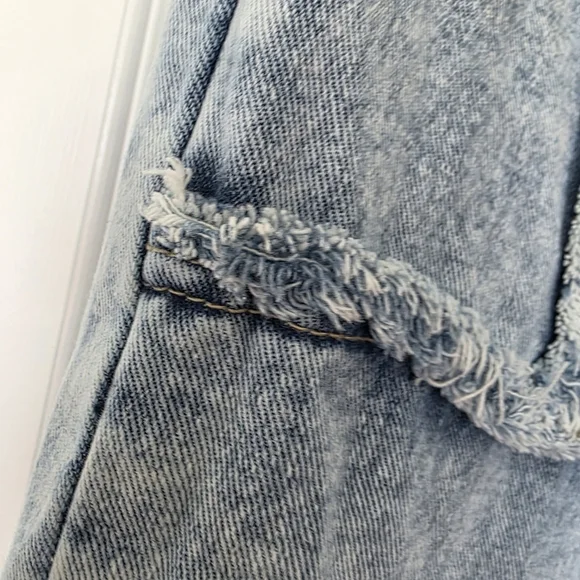 Patchwork Panelled Frayed Seam Wide Leg High Rise Jeans Size 31 - Picture 5 of 17